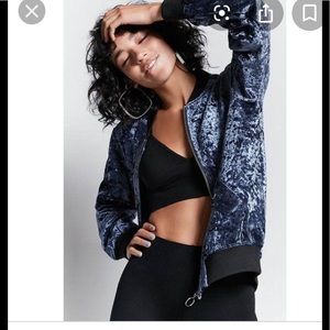 Forever 21 navy velvet jacket w/ black trim.